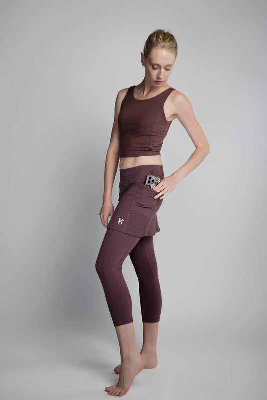Sol Sister Sport: Elderberry Skirted Leggings Mid-calf length