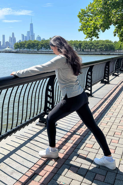 Sol Sister Sport: Black 7/8th's Length Skirted Leggings with Pockets