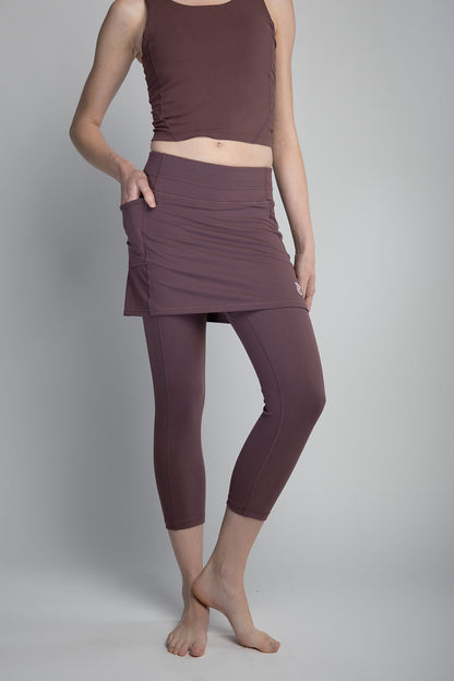 Sol Sister Sport: Elderberry Skirted Leggings Mid-calf length