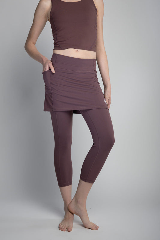 Sol Sister Sport: Elderberry Skirted Leggings Mid-calf length