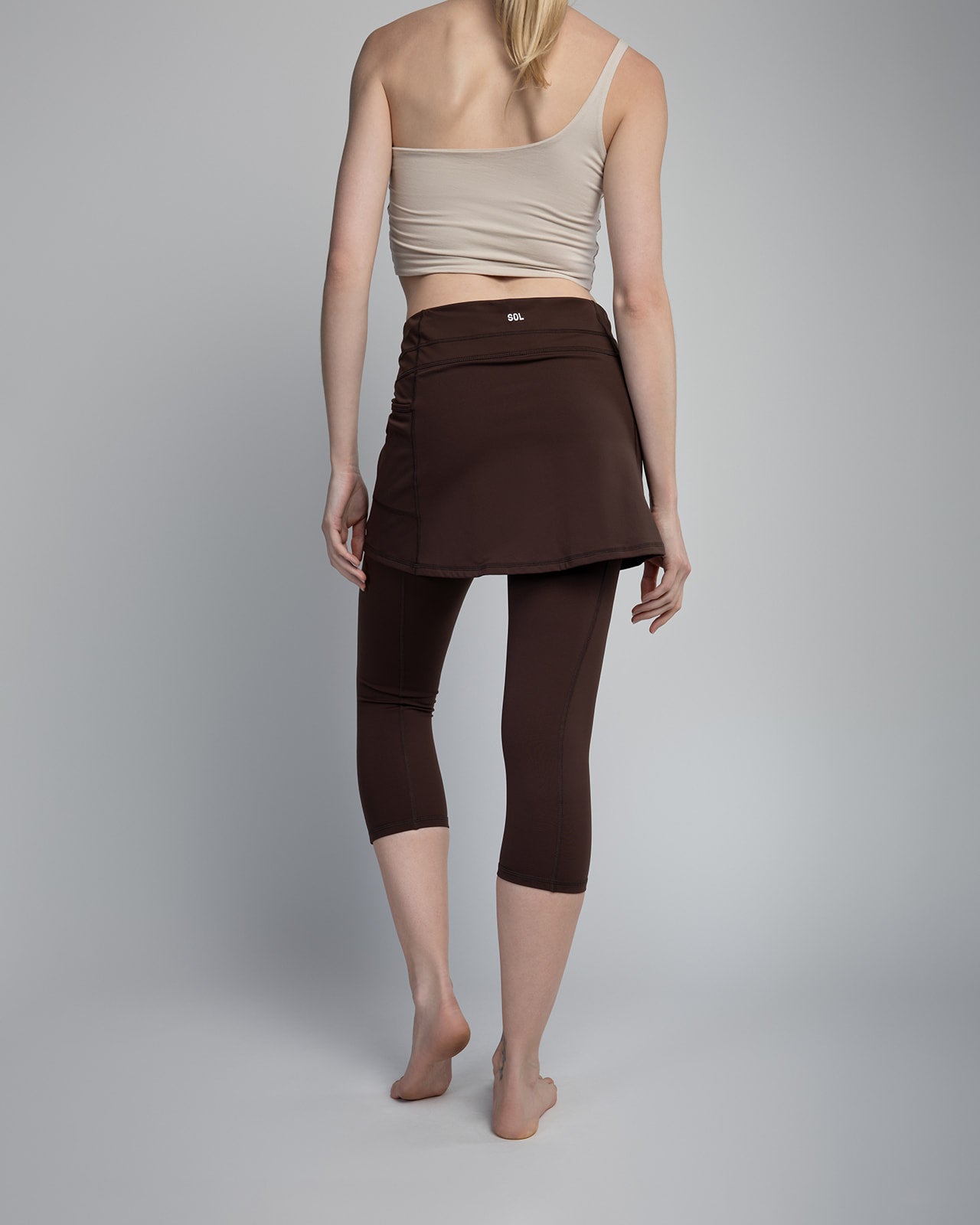 Sol Sister Sport: Espresso Skirted Leggings Mid-calf length