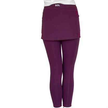 Sol Sister Sport: Maroon Skirted Leggings with Pockets 7/8th's Ankle Length