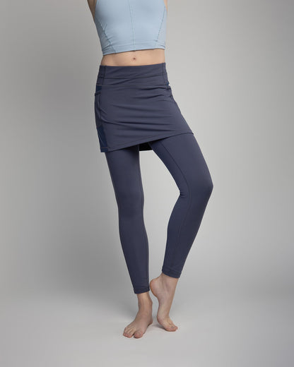 Sol Sister Sport: Nordic Dusk Blue Grey 7/8th's Ankle Length Skirted Leggings with Pockets