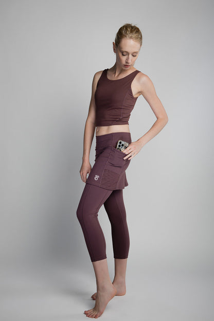 Sol Sister Sport: Elderberry Skirted Leggings Mid-calf length
