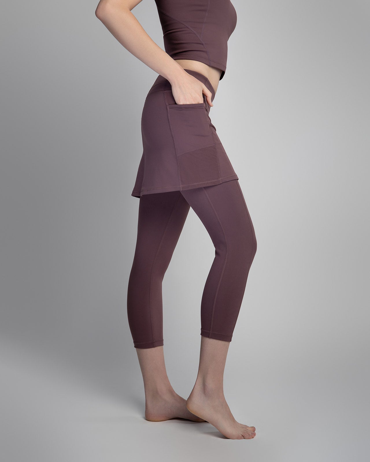 Sol Sister Sport: Elderberry Skirted Leggings Mid-calf length