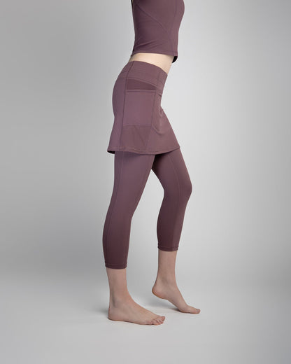 Sol Sister Sport: Elderberry Skirted Leggings Mid-calf length